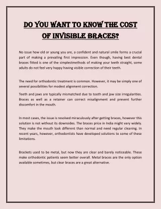 Do You Want to Know the Cost of Invisible Braces