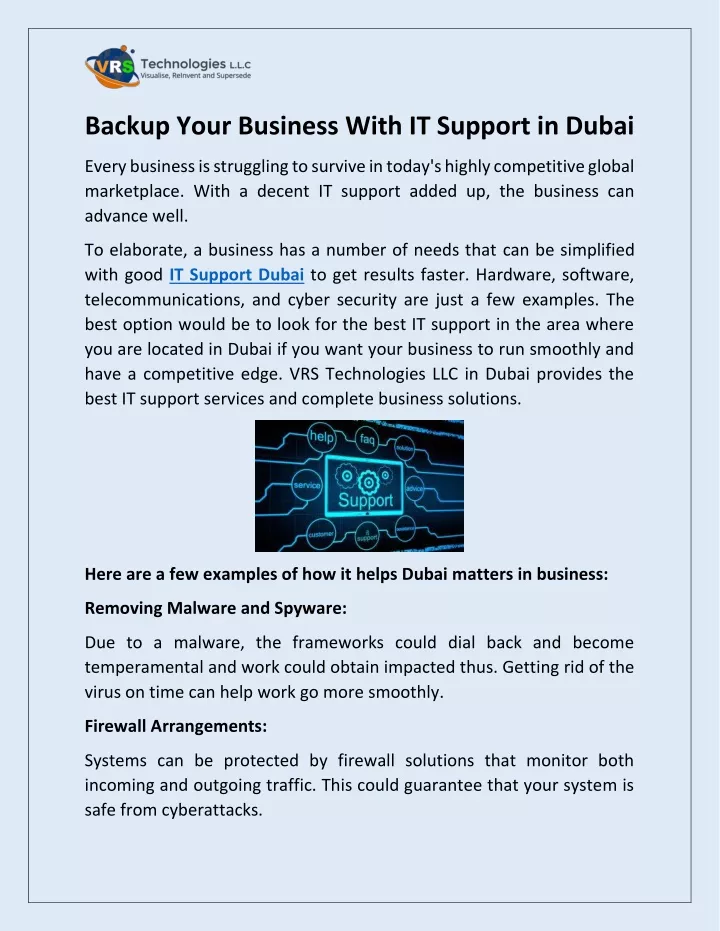 backup your business with it support in dubai