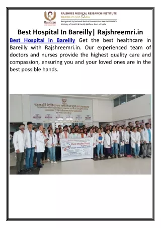Best Hospital In Bareilly| Rajshreemri.in