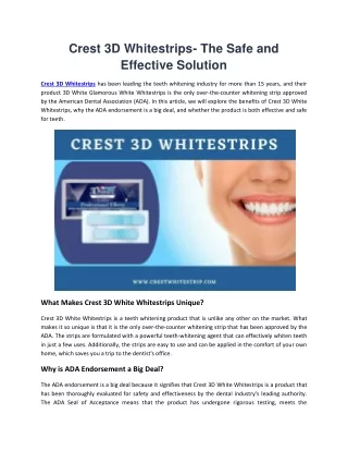 crest 3d whitestrips the safe and effective