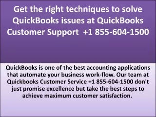 Get the right techniques to solve QuickBooks issues at QuickBooks Customer Support