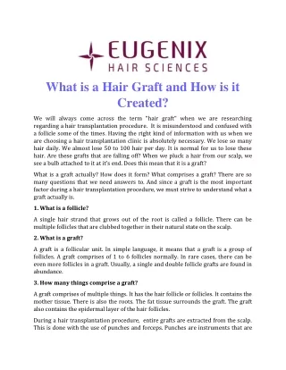 What is a hair graft and how is it created