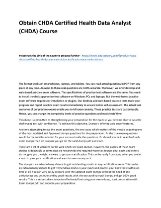 obtain chda certified health data analyst chda