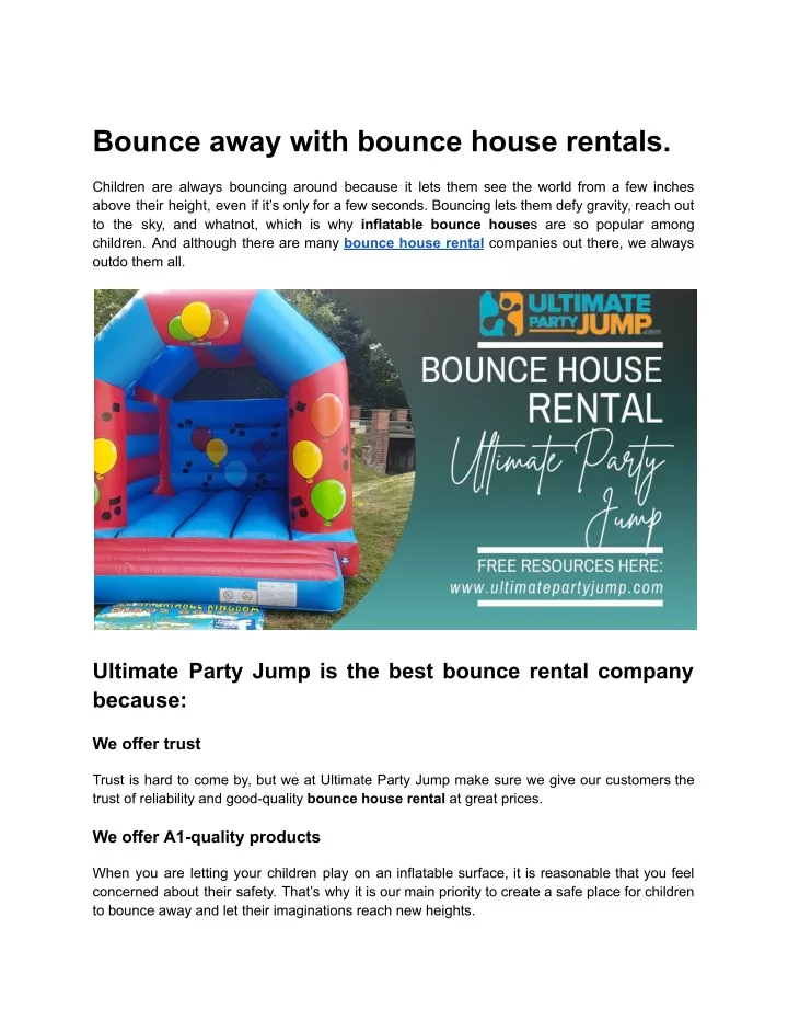 bounce away with bounce house rentals