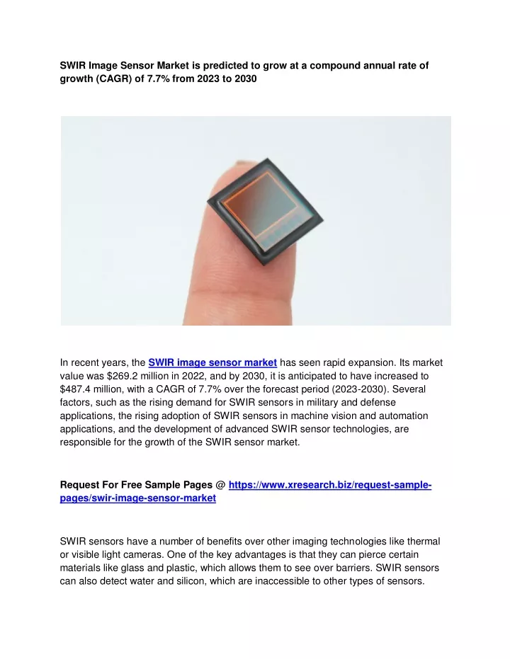 swir image sensor market is predicted to grow