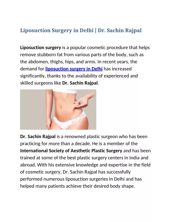 liposuction surgery in delhi dr sachin rajpal
