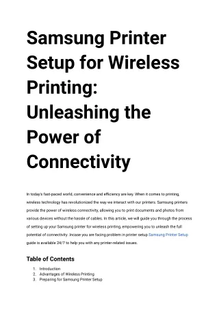 samsung printer setup for wireless printing