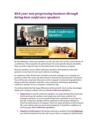 Kick your non-progressing business through hiring best conference speakers