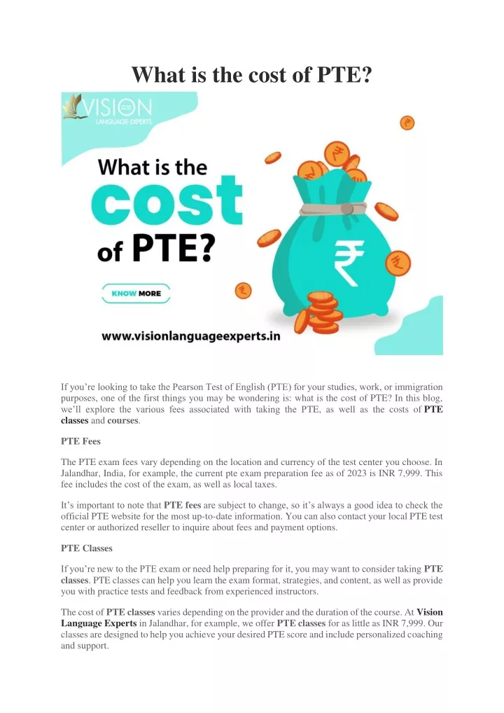 what is the cost of pte