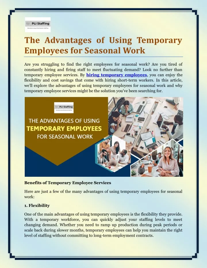 the advantages of using temporary employees