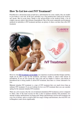 how to get low cost ivf treatment