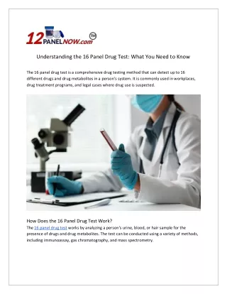 Understanding the 16 Panel Drug Test_ What You Need to Know