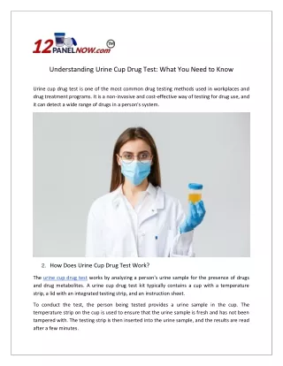 Understanding Urine Cup Drug Test_ What You Need to Know
