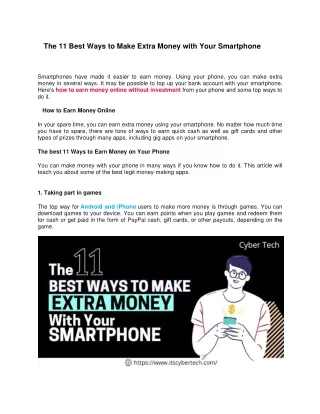 11 Best Ways To Make Extra Money With Your Smartphone