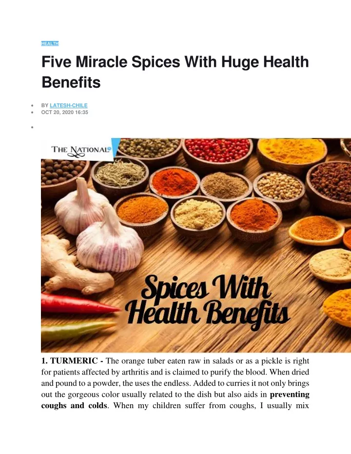 health five miracle spices with huge health