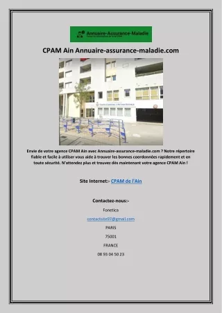 CPAM Ain Annuaire-assurance-maladie.com