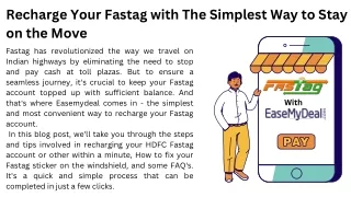 Recharge Your Fastag with The Simplest Way to Stay on the Move