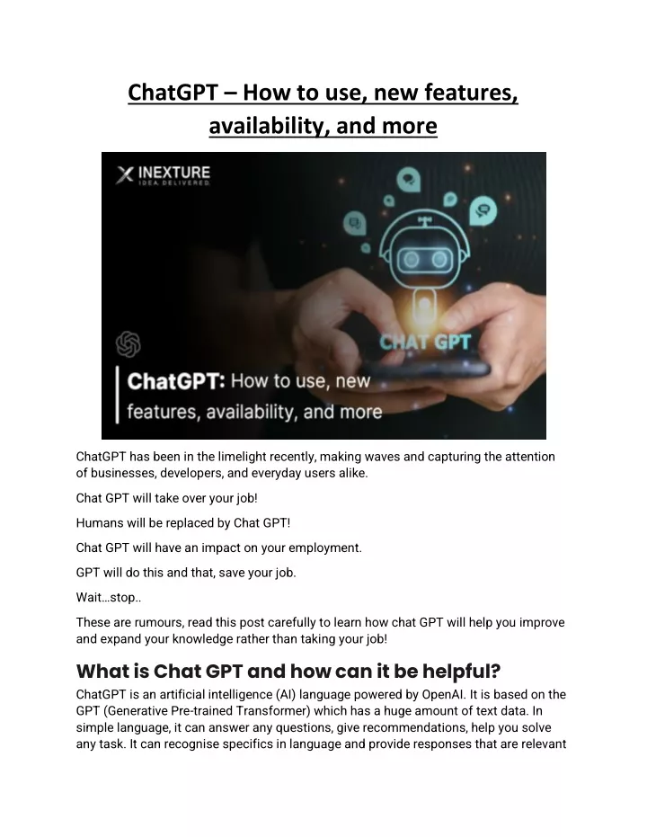 chatgpt how to use new features availability