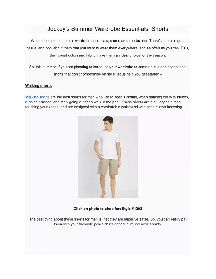 PPT - Jockey's Summer Wardrobe Essentials_ Shorts PowerPoint Presentation -  ID:12165084