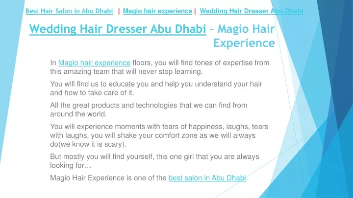 wedding hair dresser abu dhabi magio hair experience