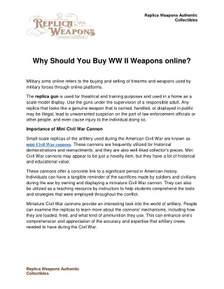 Why Should You Buy WW II Weapons online?