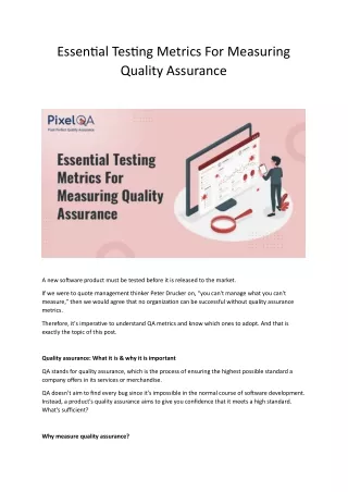 Essential Testing Metrics For Measuring Quality Assurance