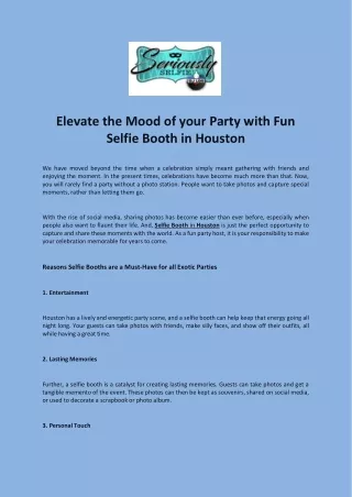 Elevate the Mood of your Party with Fun Selfie Booth in Houston