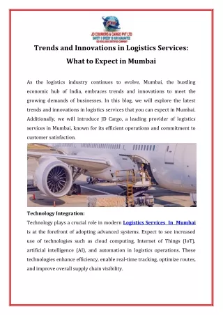Trends and Innovations in Logistics Services: What to Expect in Mumbai