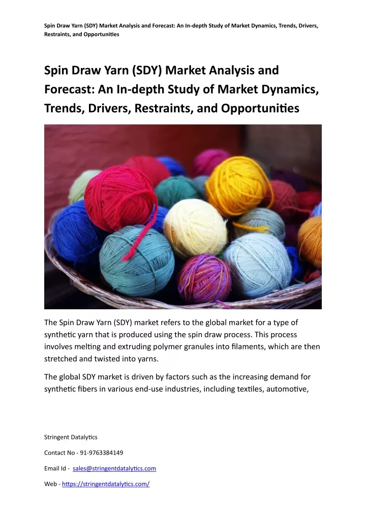 spin draw yarn sdy market analysis and forecast