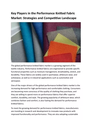 key players in the performance knitted fabric