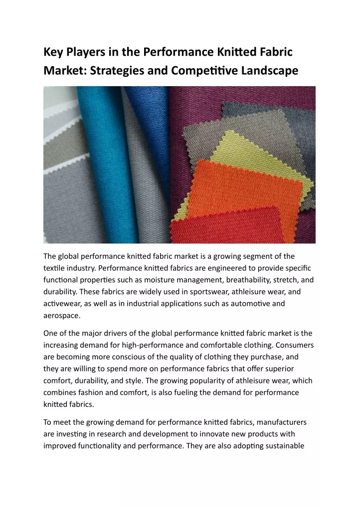 key players in the performance knitted fabric