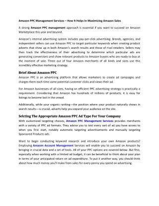 amazon ppc management services how it helps