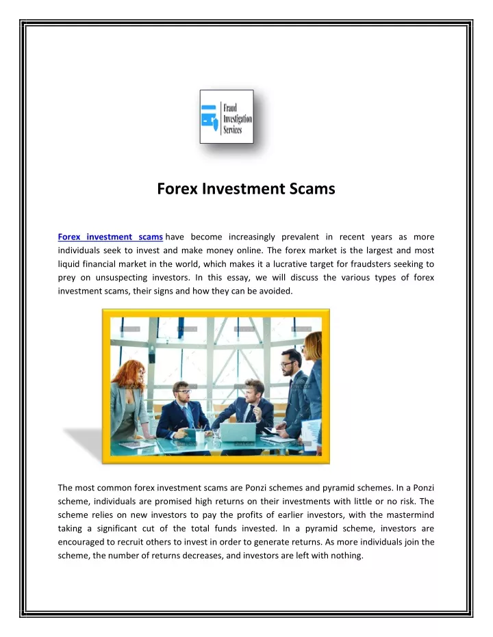 forex investment scams