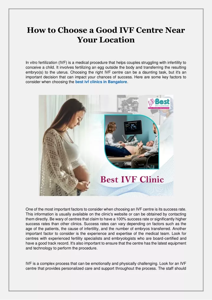 how to choose a good ivf centre near your location