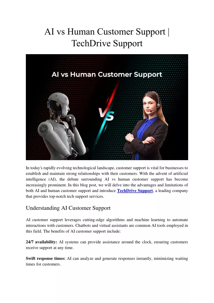 ai vs human customer support techdrive support