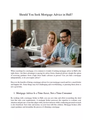 should you seek mortgage advice in hull