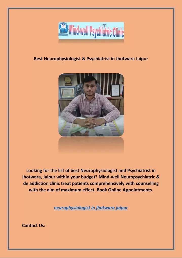 best neurophysiologist psychiatrist in jhotwara