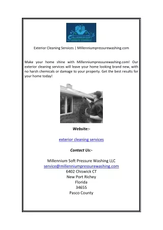 Exterior Cleaning Services Millenniumpressurewashing com