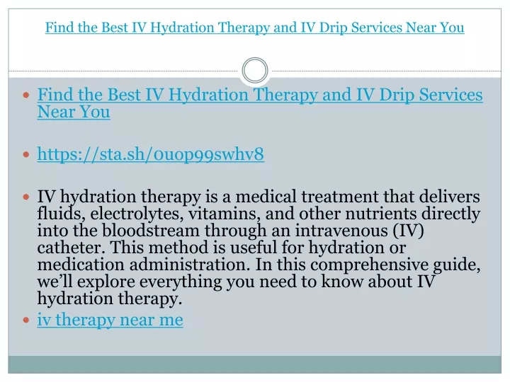 find the best iv hydration therapy and iv drip services near you