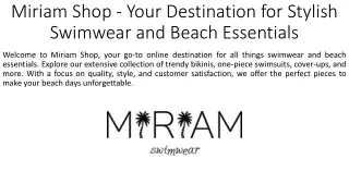 Miriam Shop - Your Destination for Stylish Swimwear and Beach Essentials
