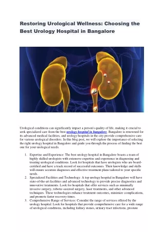 urology hospital in bangalore
