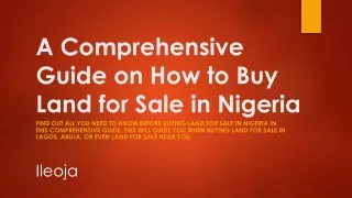 A Comprehensive Guide on How to Buy Land for Sale in Nigeria – Ileoja