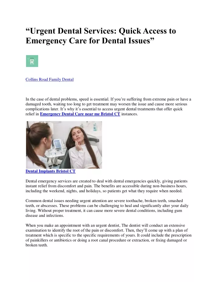 urgent dental services quick access to emergency