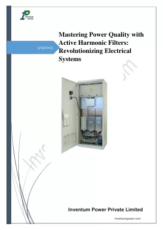 Mastering Power Quality with Active Harmonic Filters Revolutionizing Electrical Systems