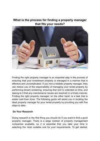 what is the process for finding a property