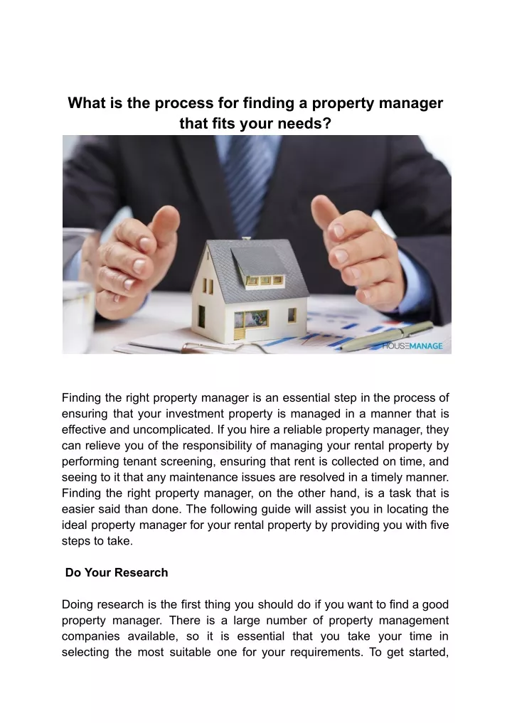 what is the process for finding a property