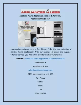 Electrical Home Appliances Shop Fort Pierce Fl  Appliances4lessfp.com