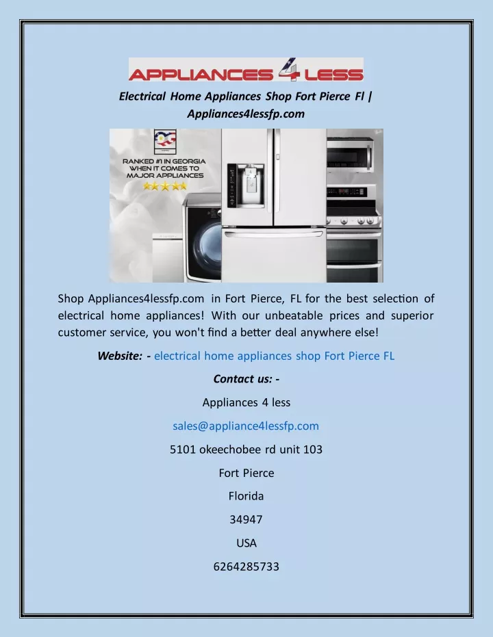 electrical home appliances shop fort pierce