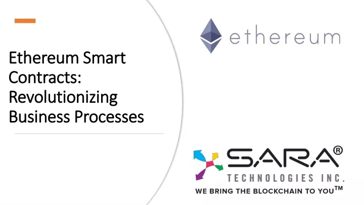 ethereum smart contracts revolutionizing business processes