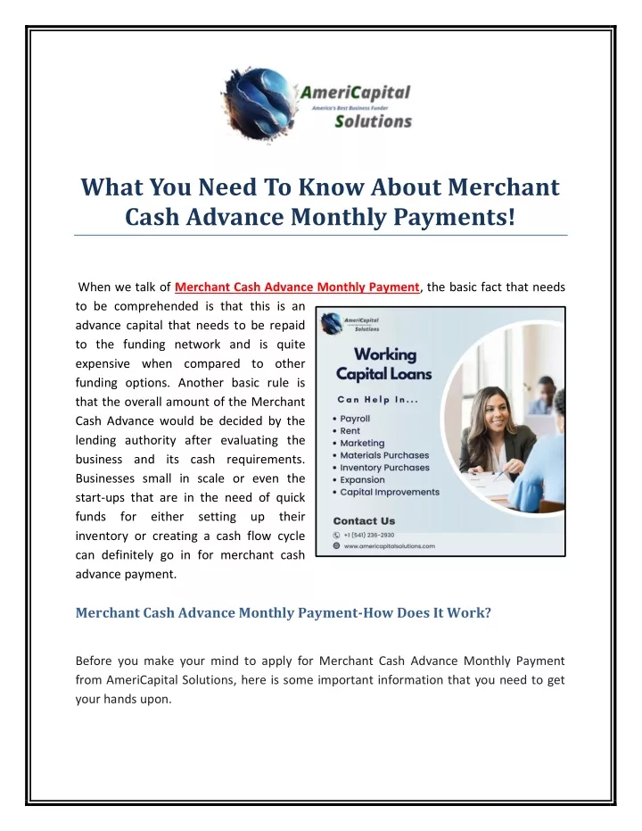 what you need to know about merchant cash advance